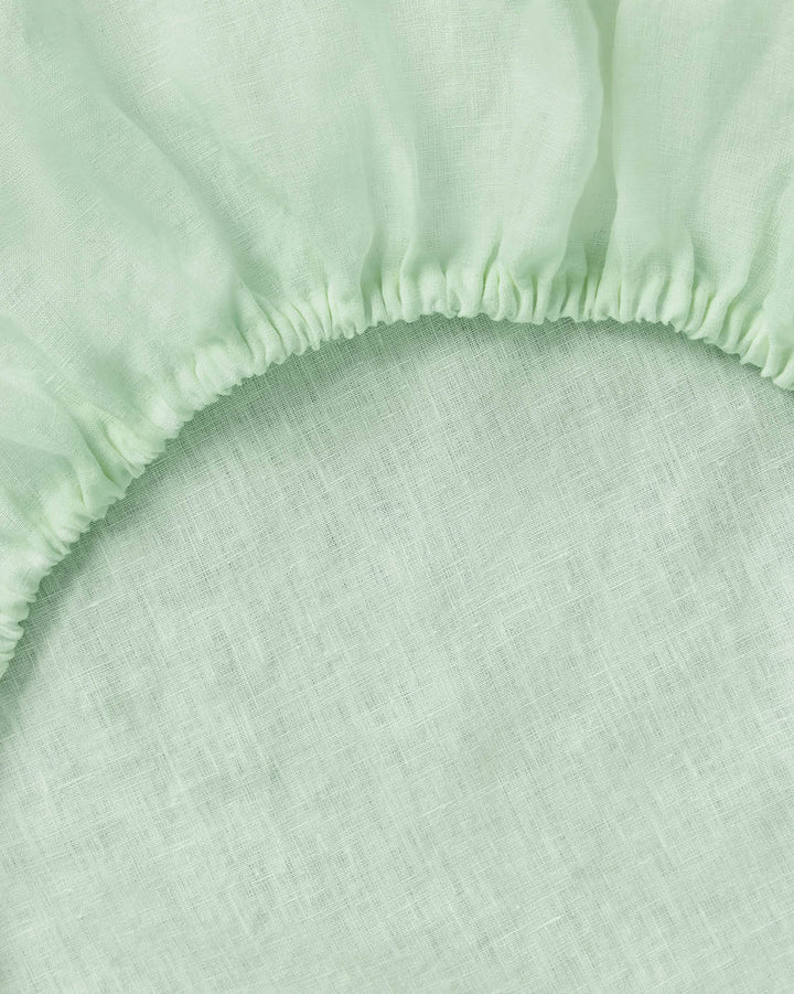 Hommey - Linen Fitted Sheet - Spearmint - Queen