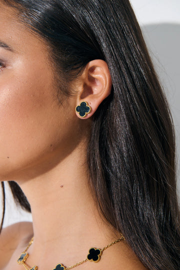 Angels Whisper - Charlotte Earrings in 18K Gold Plated in Black