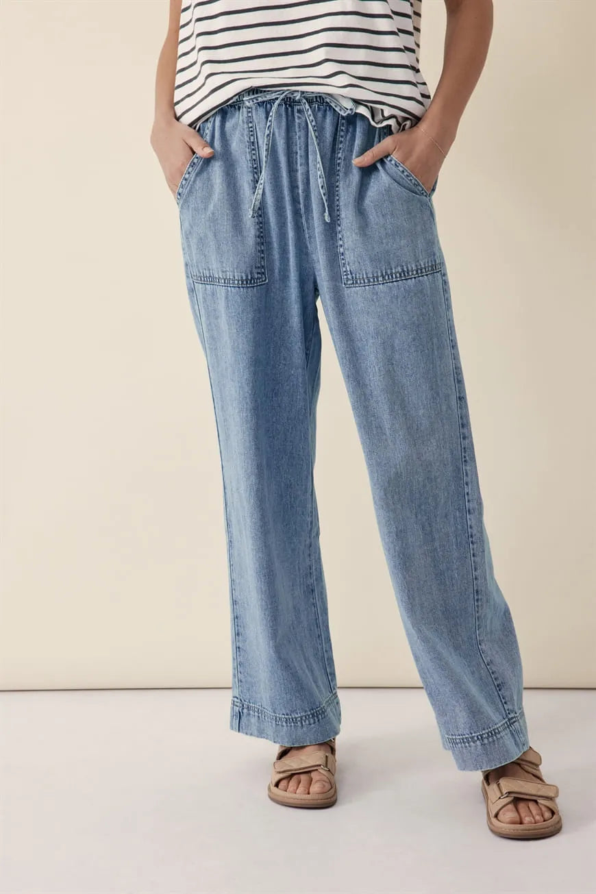 Ceres Life - RELAXED BEACH PANT - MID VINTAGE BLUE DENIM