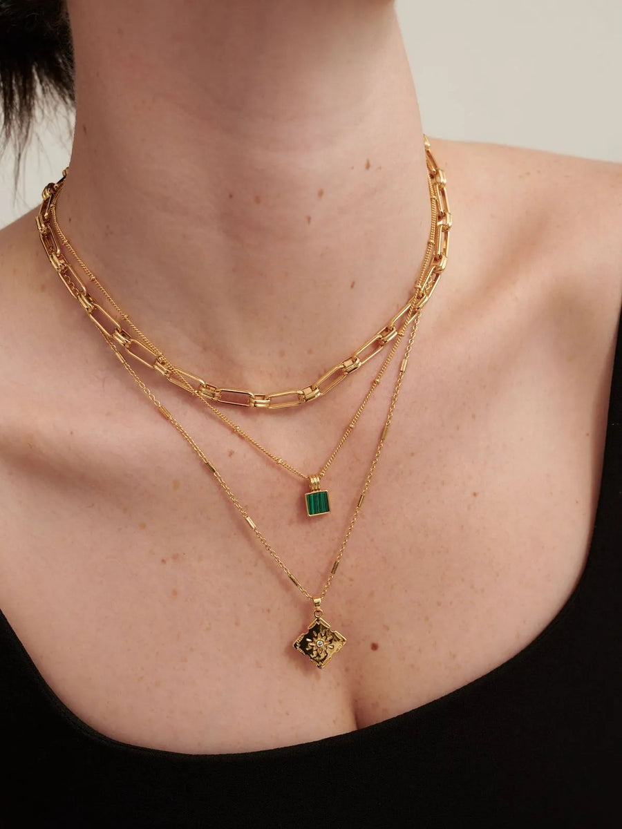 Lustre & Sage - NEYSA STONE CHARM GOLD PLATED NECKLACE