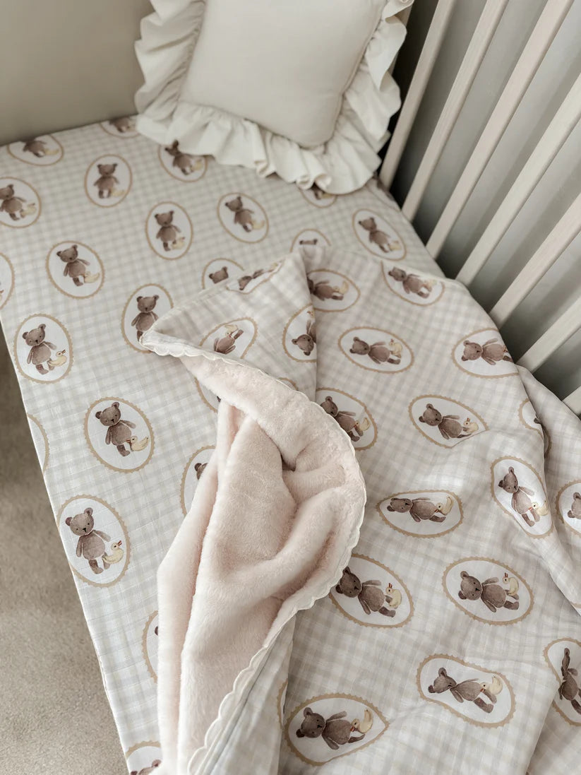 Pop Ya Tot - Ted & Duck Fur Lined Cot Blanket