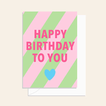 Elm Paper - Stripe Birthday Heart Card