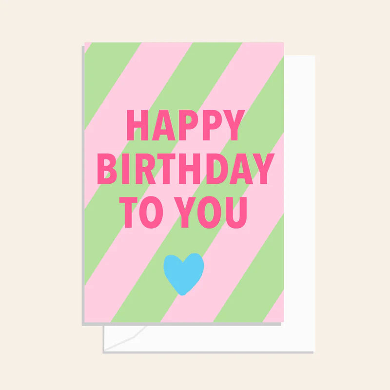 Elm Paper - Stripe Birthday Heart Card