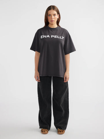 Ena Pelly - Chloe Oversized Tee - Core Logo - Vintage Black