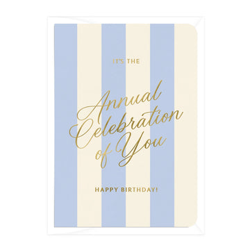 Honest Paper - 'Annual Celebration of You' Blue Stripe Birthday Card