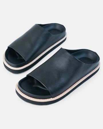 Walnut - Palm Leather Slide - Black