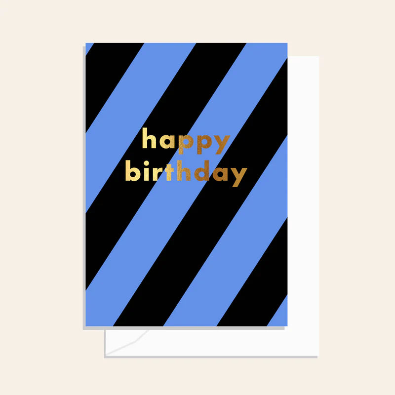 Elm Paper - Stripe Birthday Card Midnight