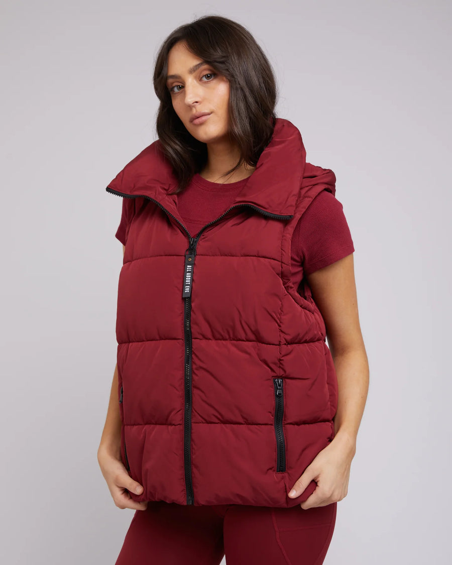 All About Eve - Remi Luxe Puffer Vest - Port