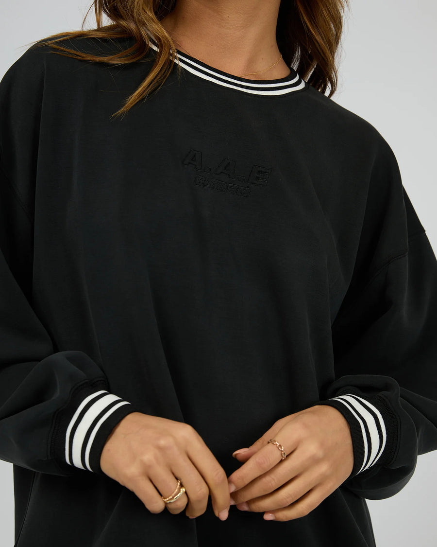 All About Eve - Luxe Active College Crew Sweater - Black