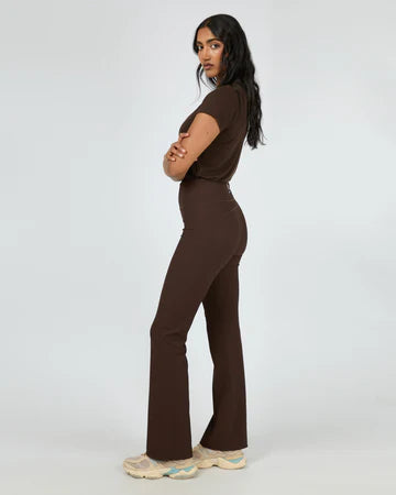 All About Eve - Active Rib Flare Legging - Brown