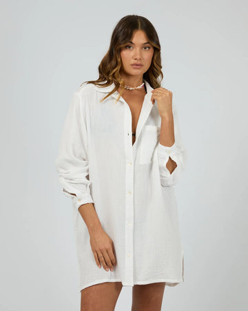 All About Eve - Selena Over Swim Shirt - Vintage White