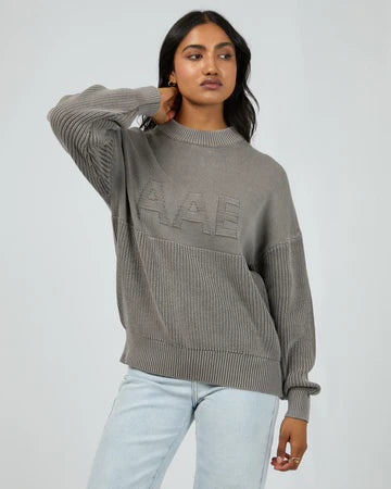 All About Eve - Vital washd Knit Crew - Charcoal