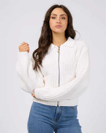 All About Eve - Soho Knit Zip Through - Vintage White