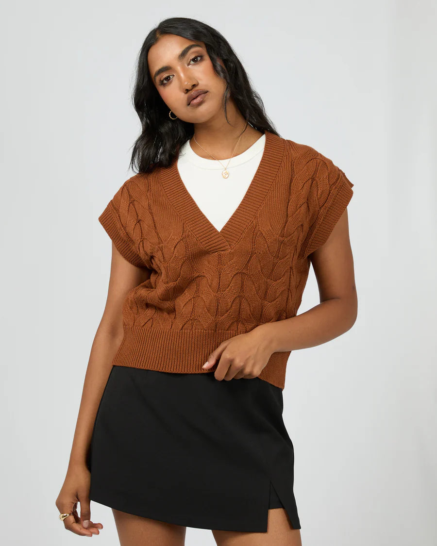 All About Eve - Brooklyn Knit Vest - Cinnamon