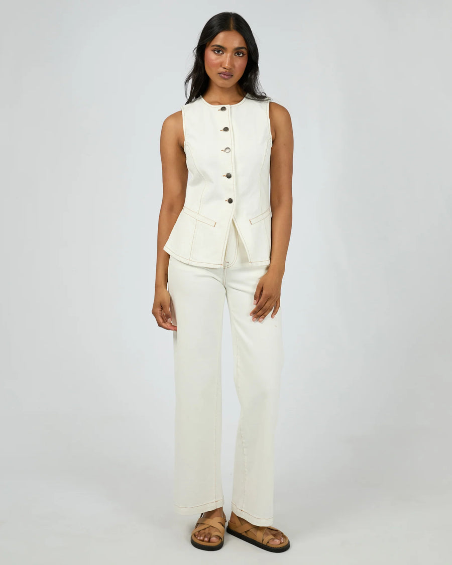 All About Eve - Lena Denim Vest - Vintage White