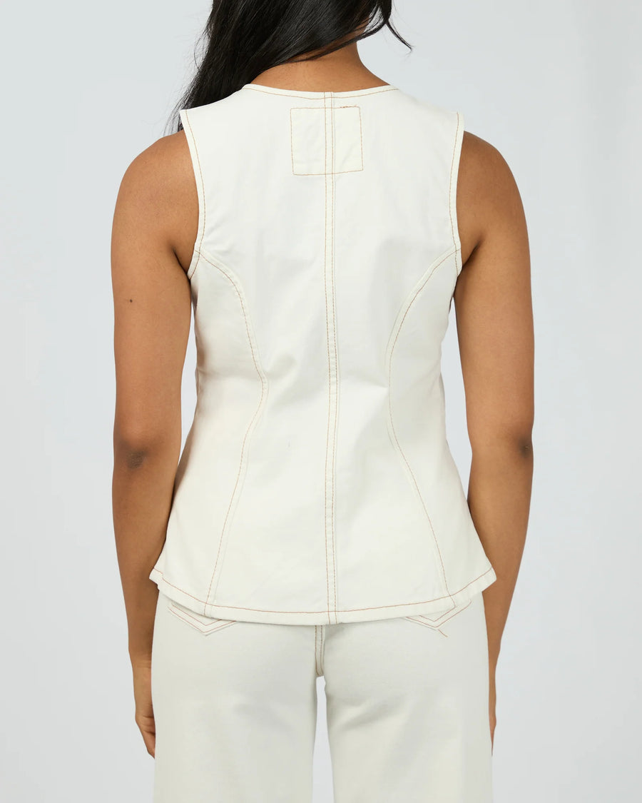 All About Eve - Lena Denim Vest - Vintage White