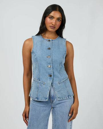 All About Eve - Lena Denim Dress - Light Blue