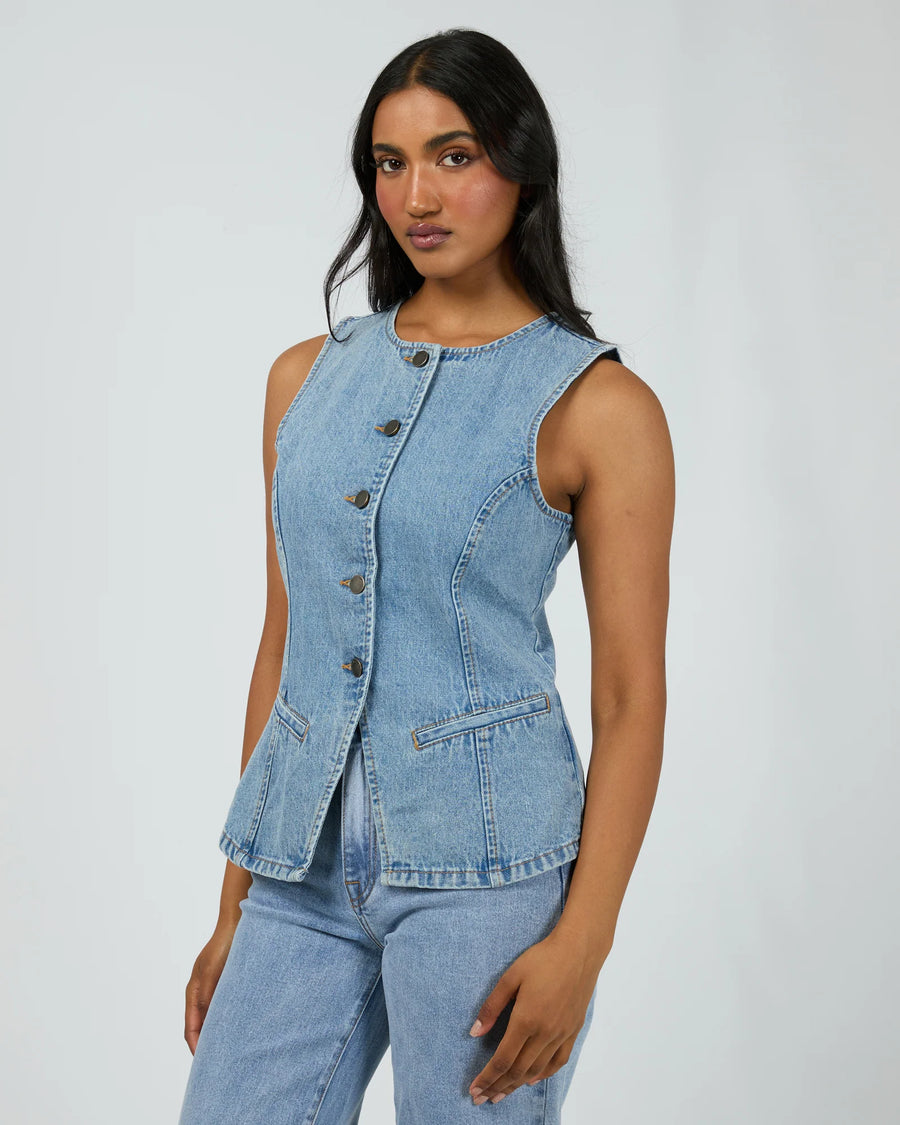 All About Eve - Lena Denim Dress - Light Blue