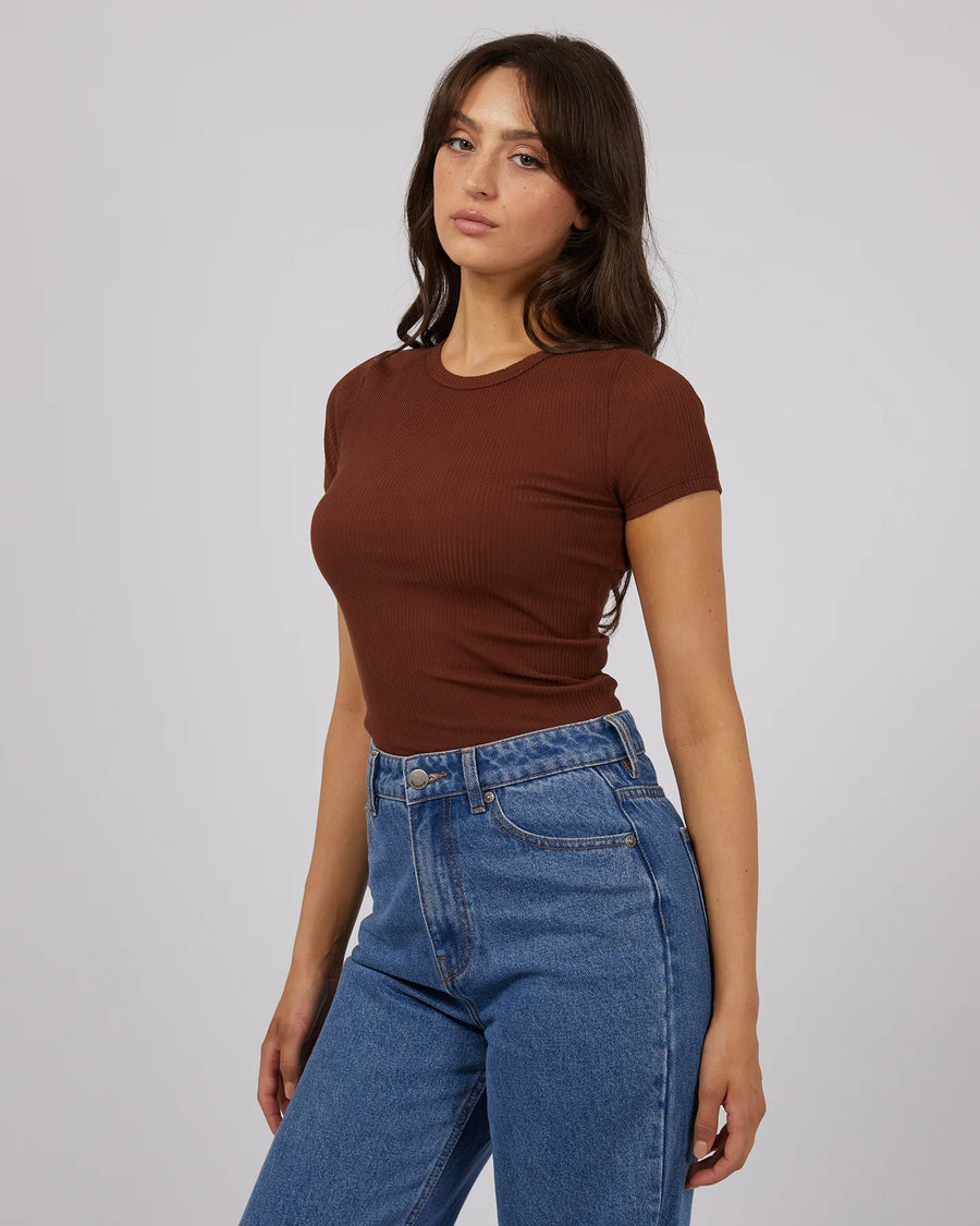 All About Eve - EVE RIB BABY TEE - BROWN