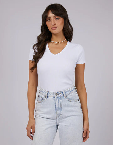 All About Eve - Eve Rib V Neck Tee - White