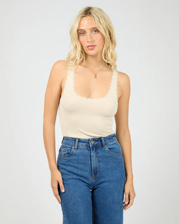 All About Eve - Wash Rib Lace Tank - Vanilla