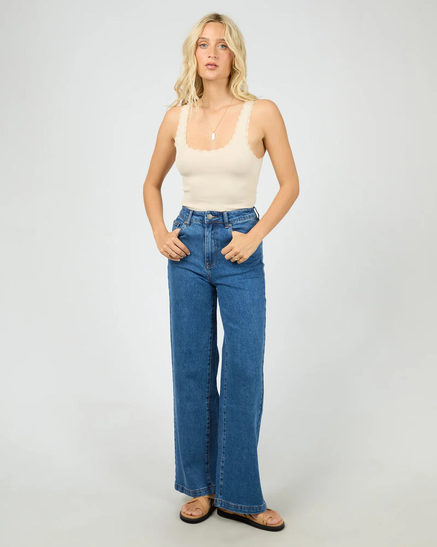All About Eve - Wash Rib Lace Tank - Vanilla