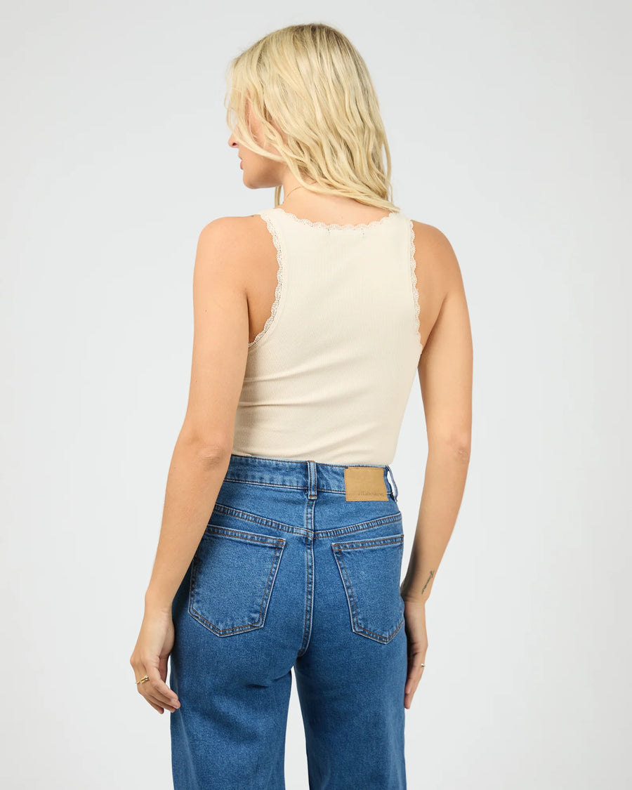 All About Eve - Wash Rib Lace Tank - Vanilla