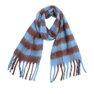 Greenwood Designs - Charlie Checker Winter Scarf - Blue And Brown