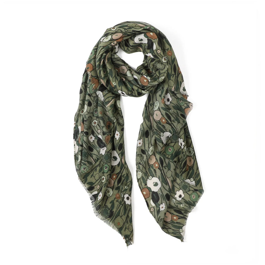 Greenwood Designs - Frieda Floral Scarf - Green