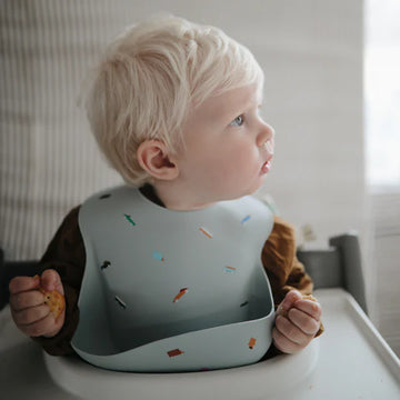 Mushie - Silicone Baby Bib - Retro Cars