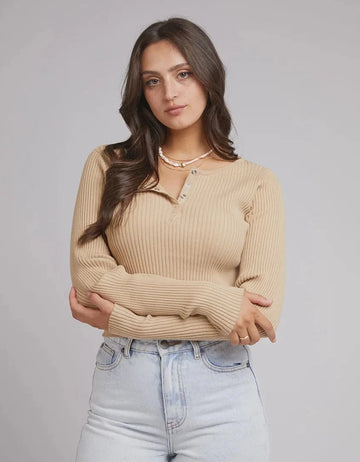 All About Eve - Allana Rib Top - Oatmeal