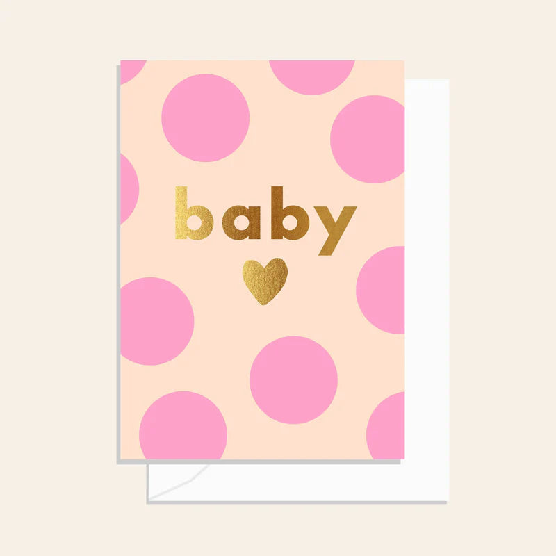 Elm Paper - Spots Baby Card Pink