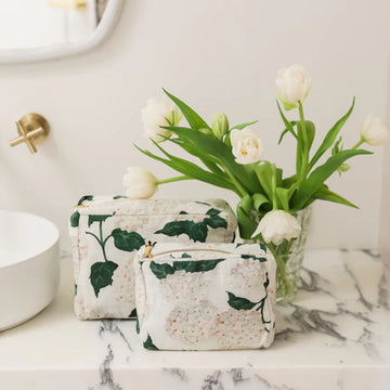 Luxe & Beau - Hydrangea Cosmetic Bag - White