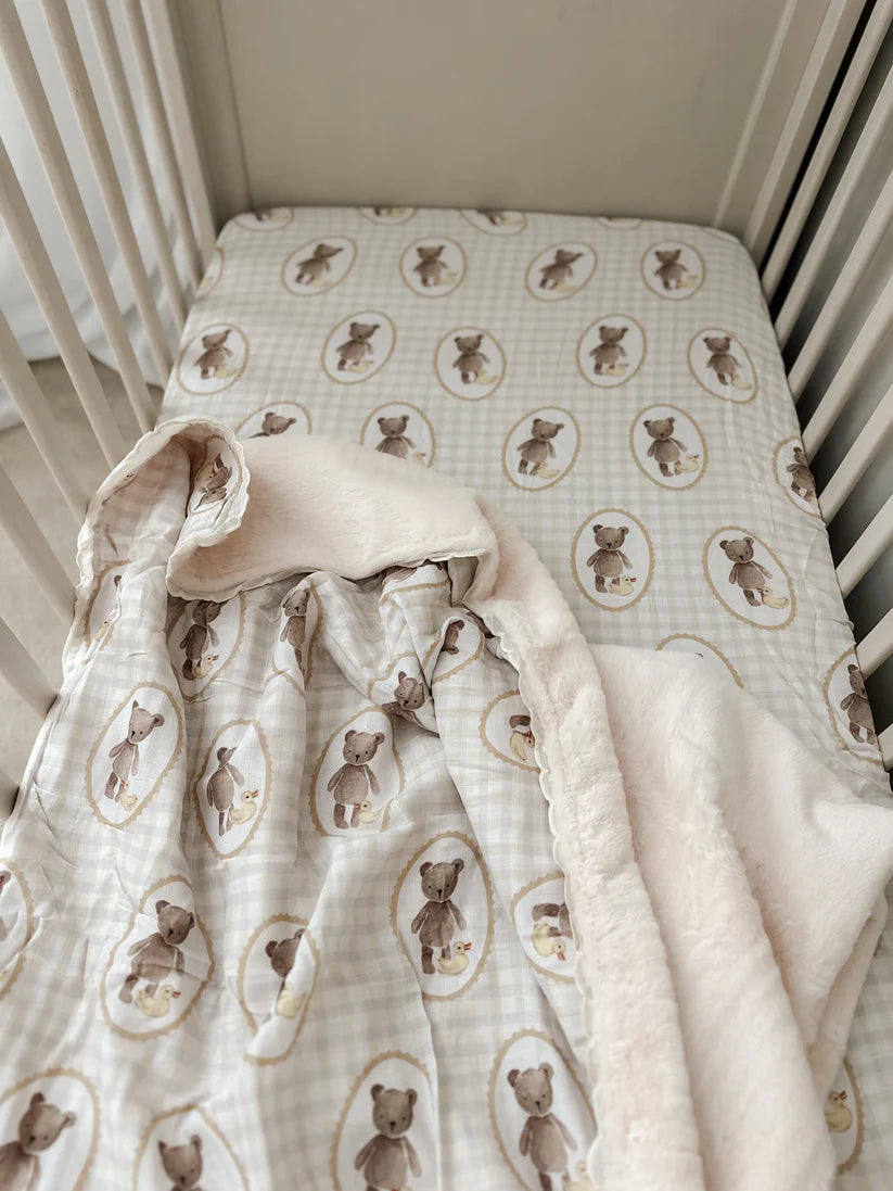 Pop Ya Tot - Ted & Duck Fur Lined Cot Blanket