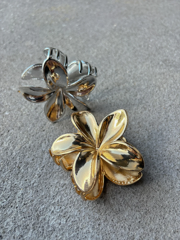 Angels Whisper - Hibiscus Metal Flower Claw Clip - Gold