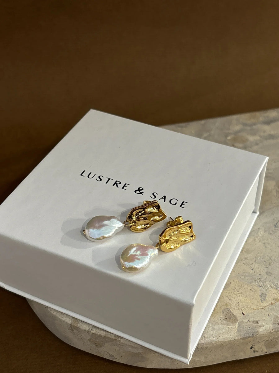 Angels Whisper - Messina Pearl 18k Gold Plated Earrings