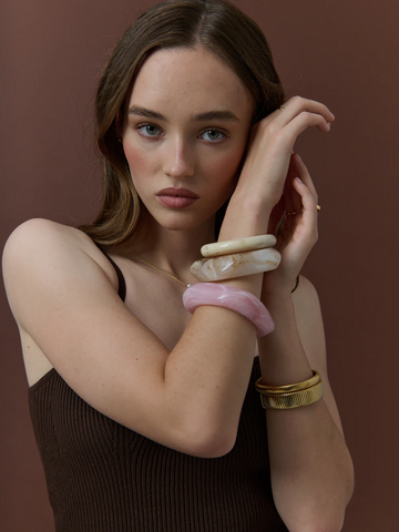 Angels Whisper - Angular Cuff Bangle - Pink