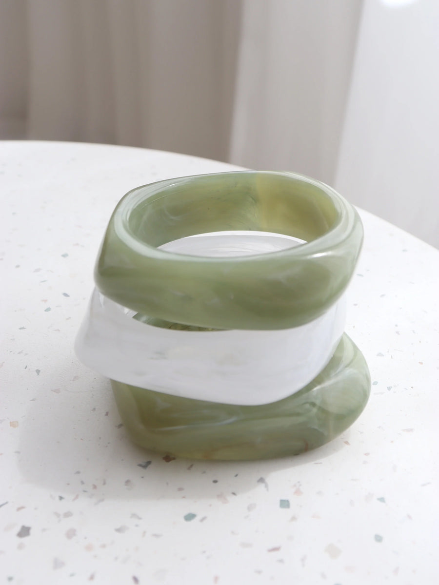 Angels Whisper - Angular Cuff Bangle in Sage