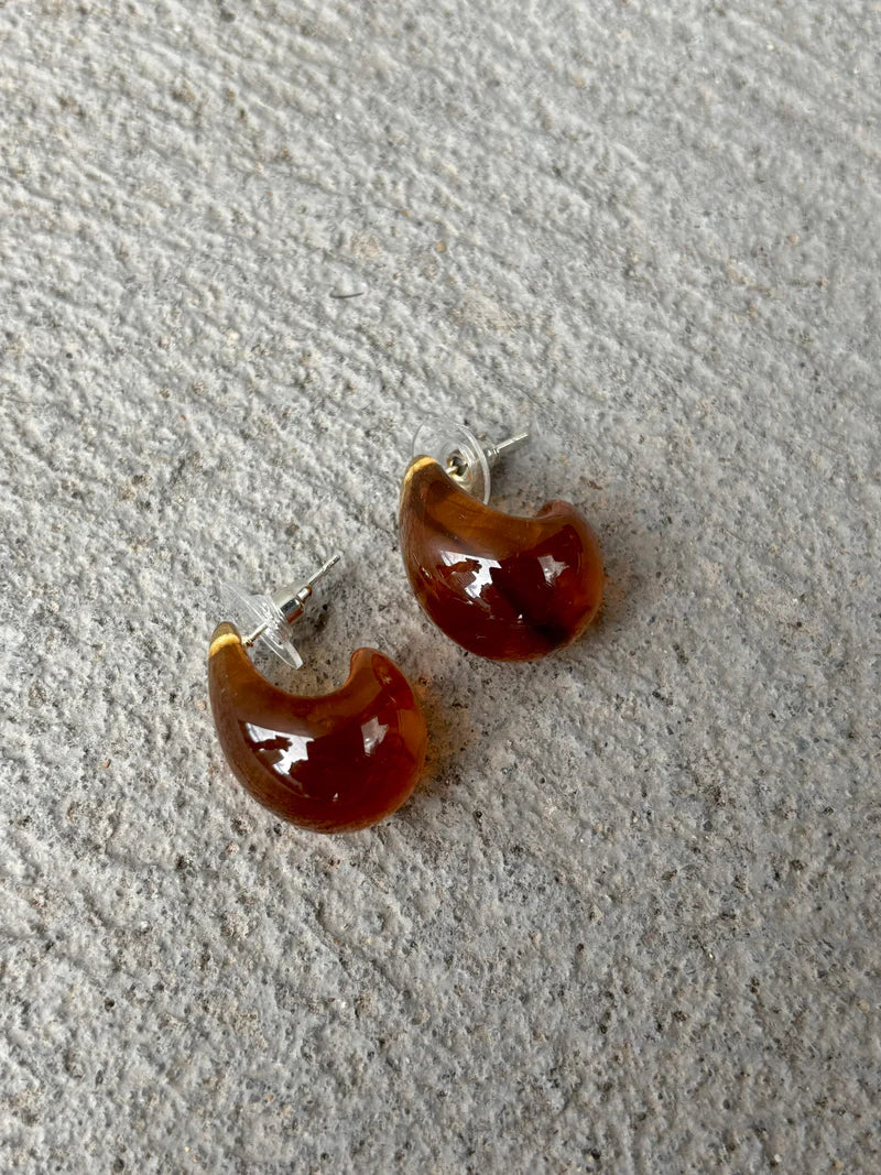 Angels Whisper - Amber Resin Droplet Earrings - Brown