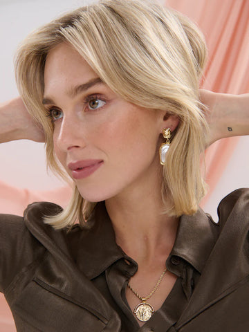 Angels Whisper - Ellie Pearl Statement Earrings - Gold