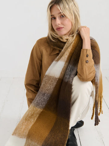 Angels Whisper - Dijon Checkered Fluffy Scarf