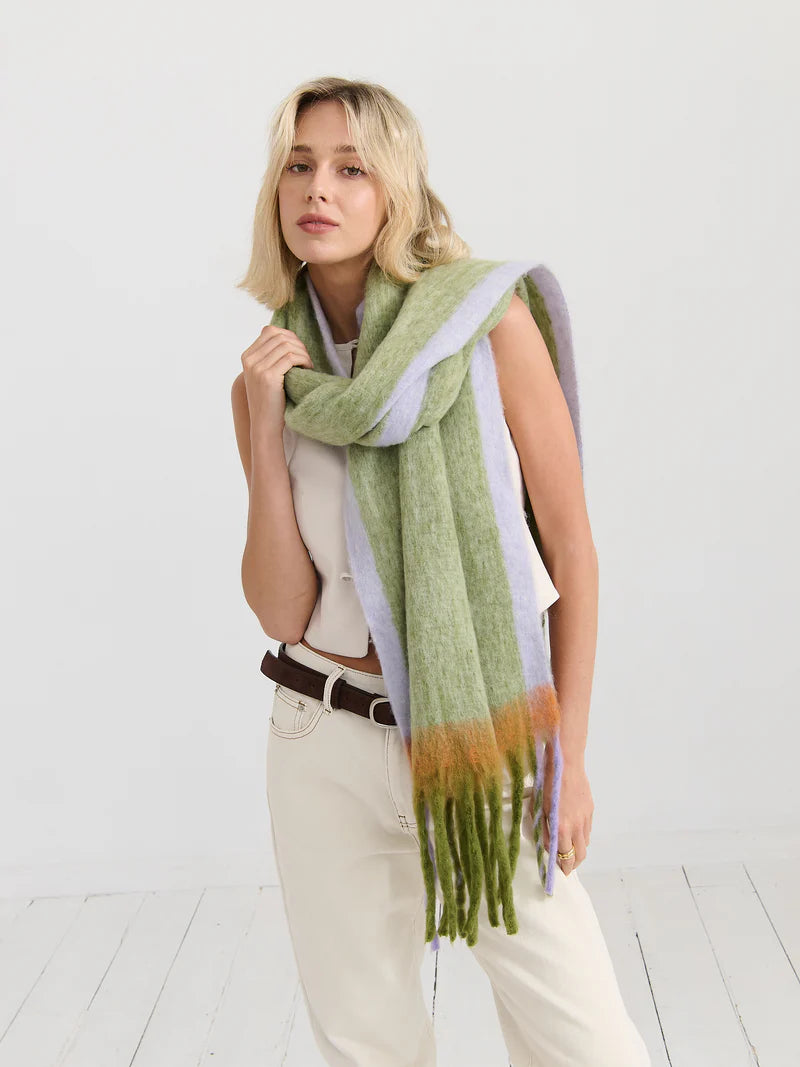 Angels Whisper - Lany Checkered Fluffy Scarf - Green