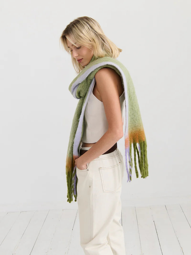 Angels Whisper - Lany Checkered Fluffy Scarf - Green