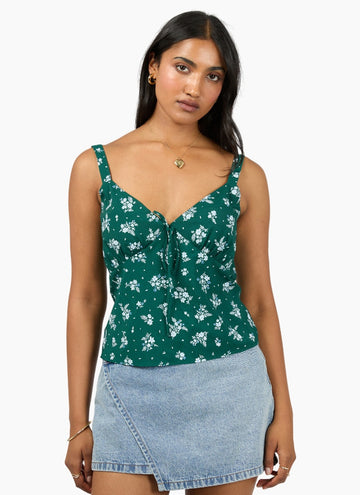 All About Eve - Harlow Top - Green Print