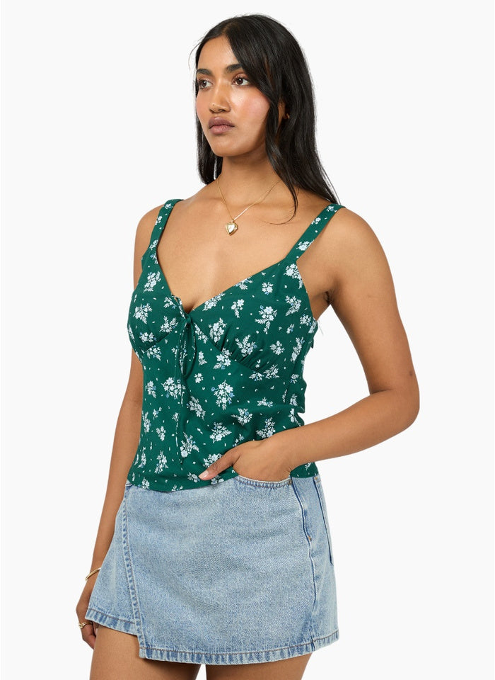 All About Eve - Harlow Top - Green Print