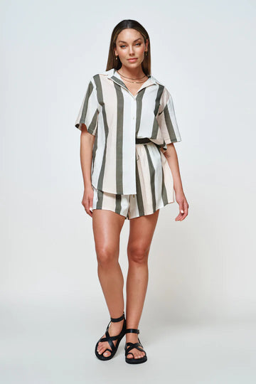 Apero - Como Stripe Button Down Shirt - Multi Stripe