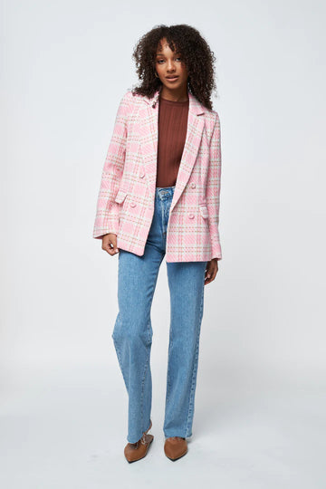 Apero - Cartia Tweed Blazer - Pink/White Check