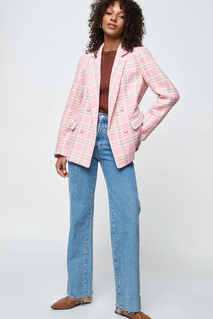 Tweed check blazer womens deals