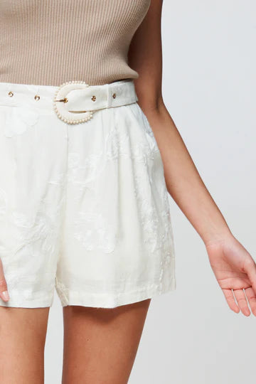 Apero - Valencia Embroidered Short - Cream