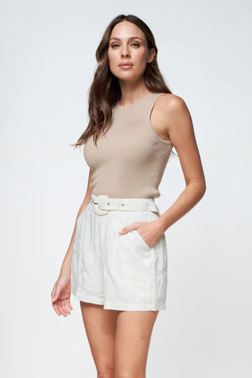 Apero - Valencia Embroidered Short - Cream